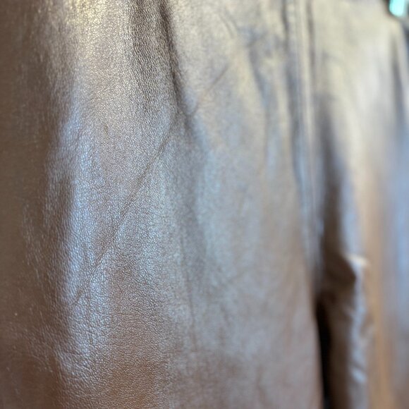 Cache Genuine Leather Pants Brown & Black Women’s Size 4 Straight Leg - Picture 4 of 12